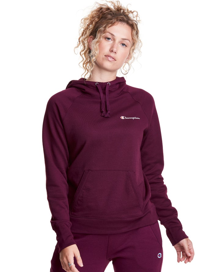 Champion Powerblend Script Logo Kadın Kapşonlu Sweatshirt Koyu Mor ( MUJSRK819 )